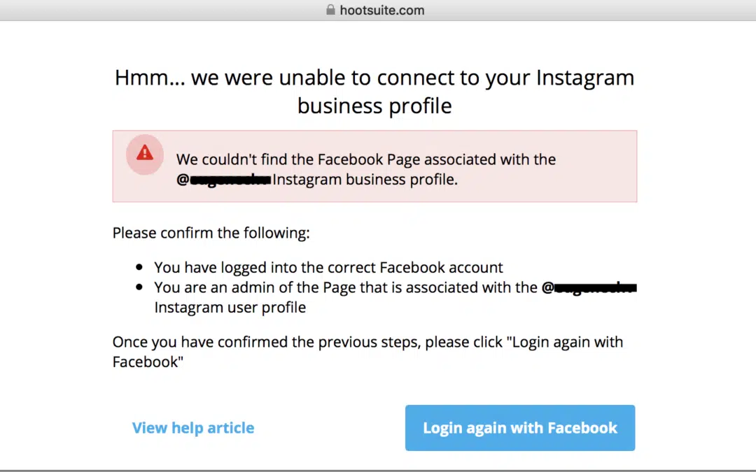 Can’t Connect Instagram with Hootsuite – Unable to Connect