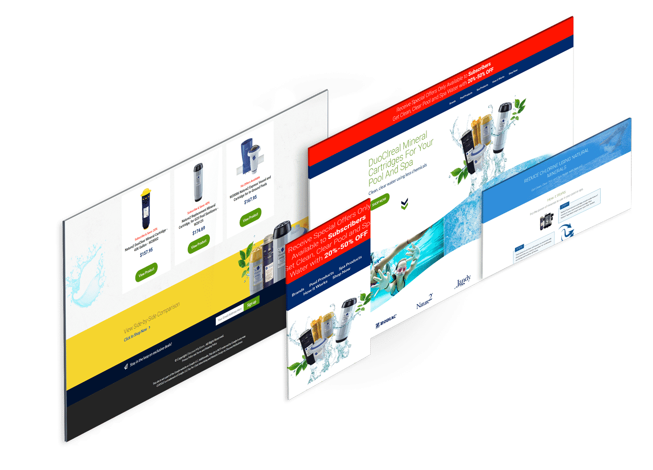 Landing page for pool supplies