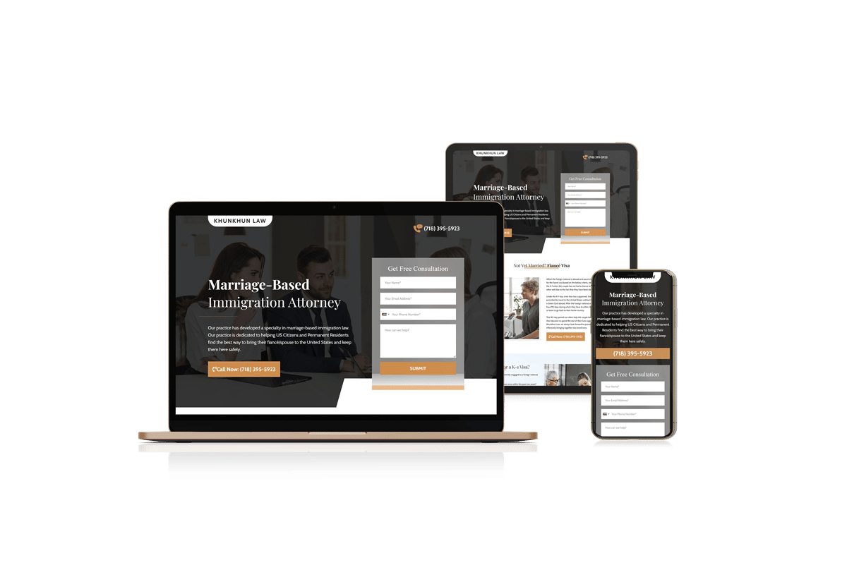Landing Page Design for Marriage Based Immigration Lawyer