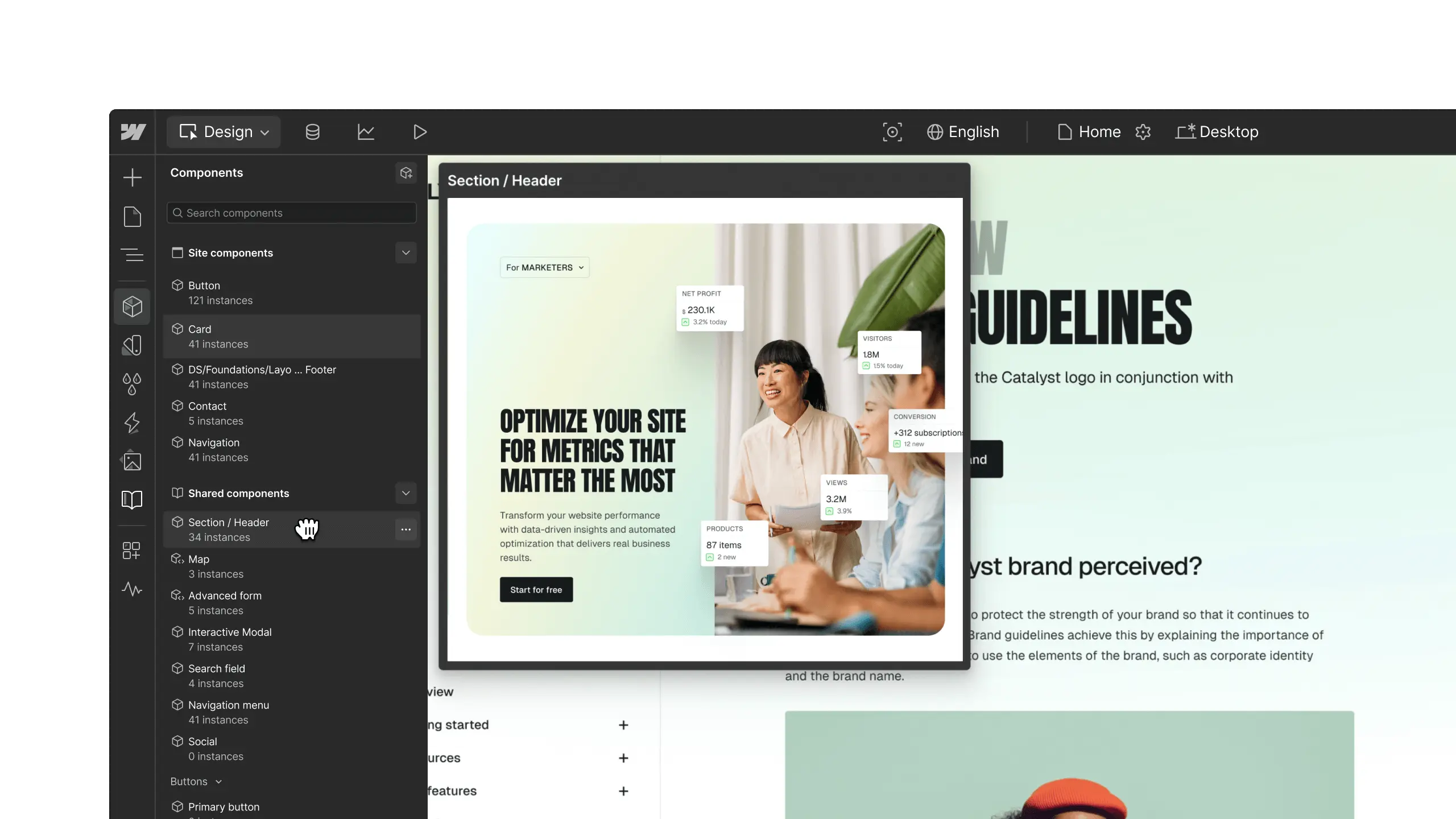 Webflow Designer Visual Builder