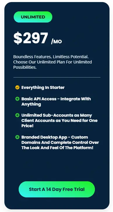 GoHighLevel Agency Unlimited Plan