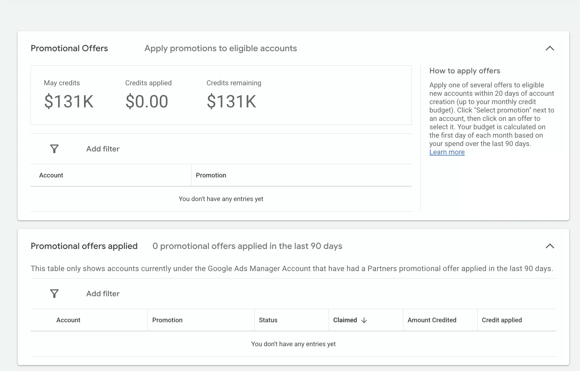 131000 in Google Ads promotional