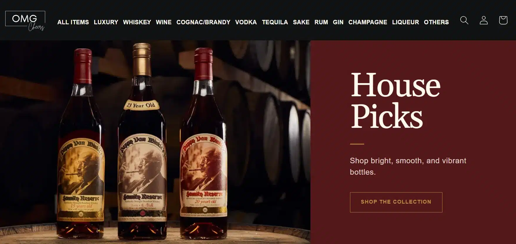 OMG Cheers eCommerce spirits and wine storefront