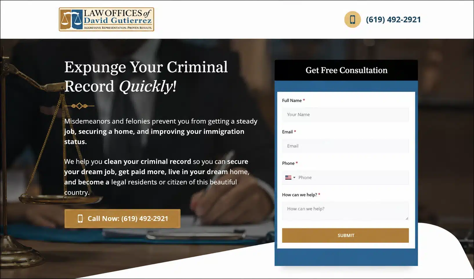 Law Offices of David Gutierrez website