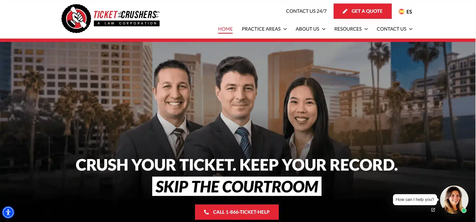 Ticket Crushers, A Law Corporation website